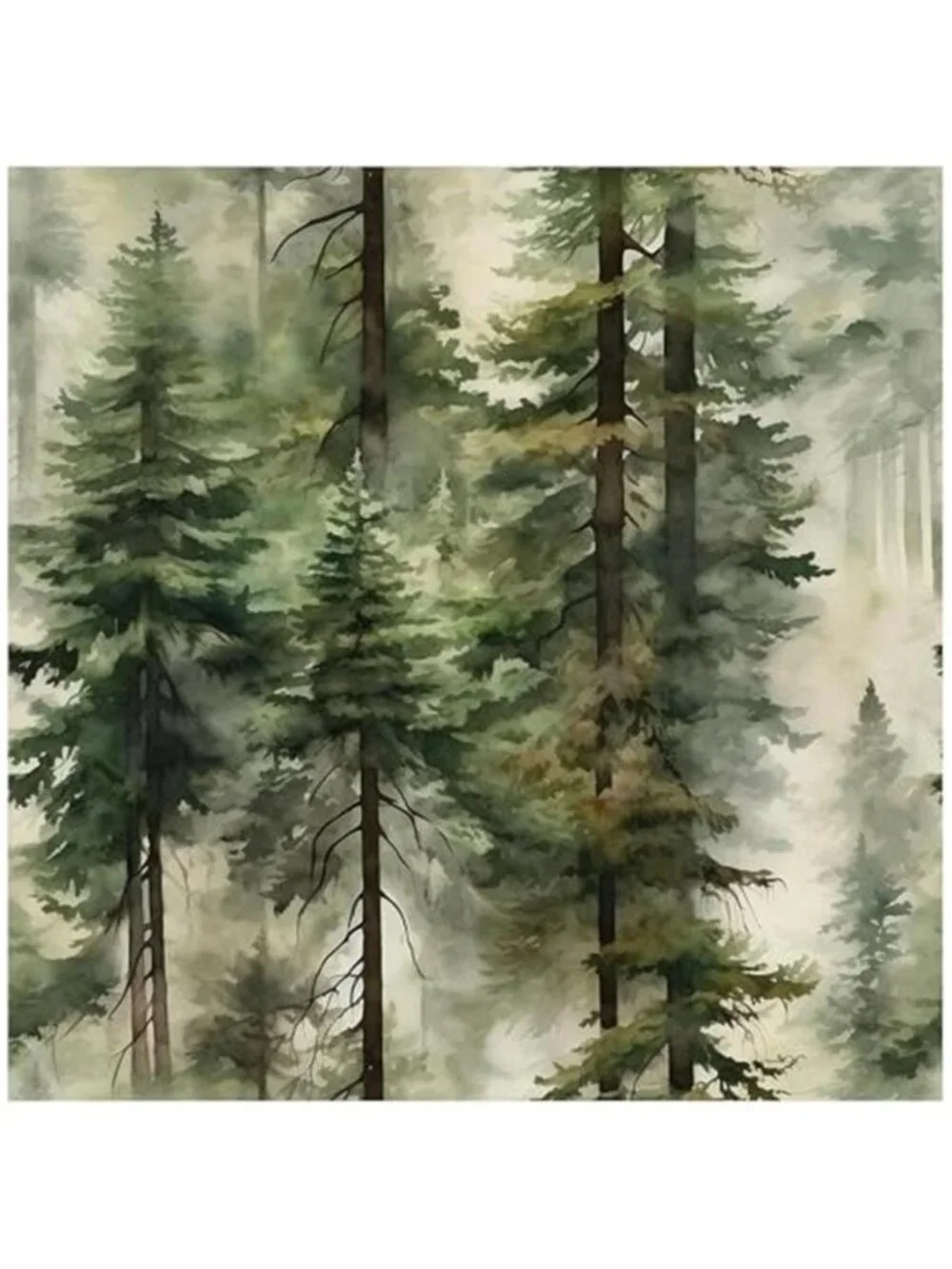Misty Forest Peel Stick Wallpaper Green Self Adhesive Wall Mural Contact Paper